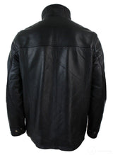 Jaqueta Safari Masculina 3/4 em Couro Legítimo com Zíper Duplo Removível, Preta