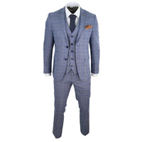 Terno masculino vintage azul-acinzentado de 3 peças - Paul Andrew Victor