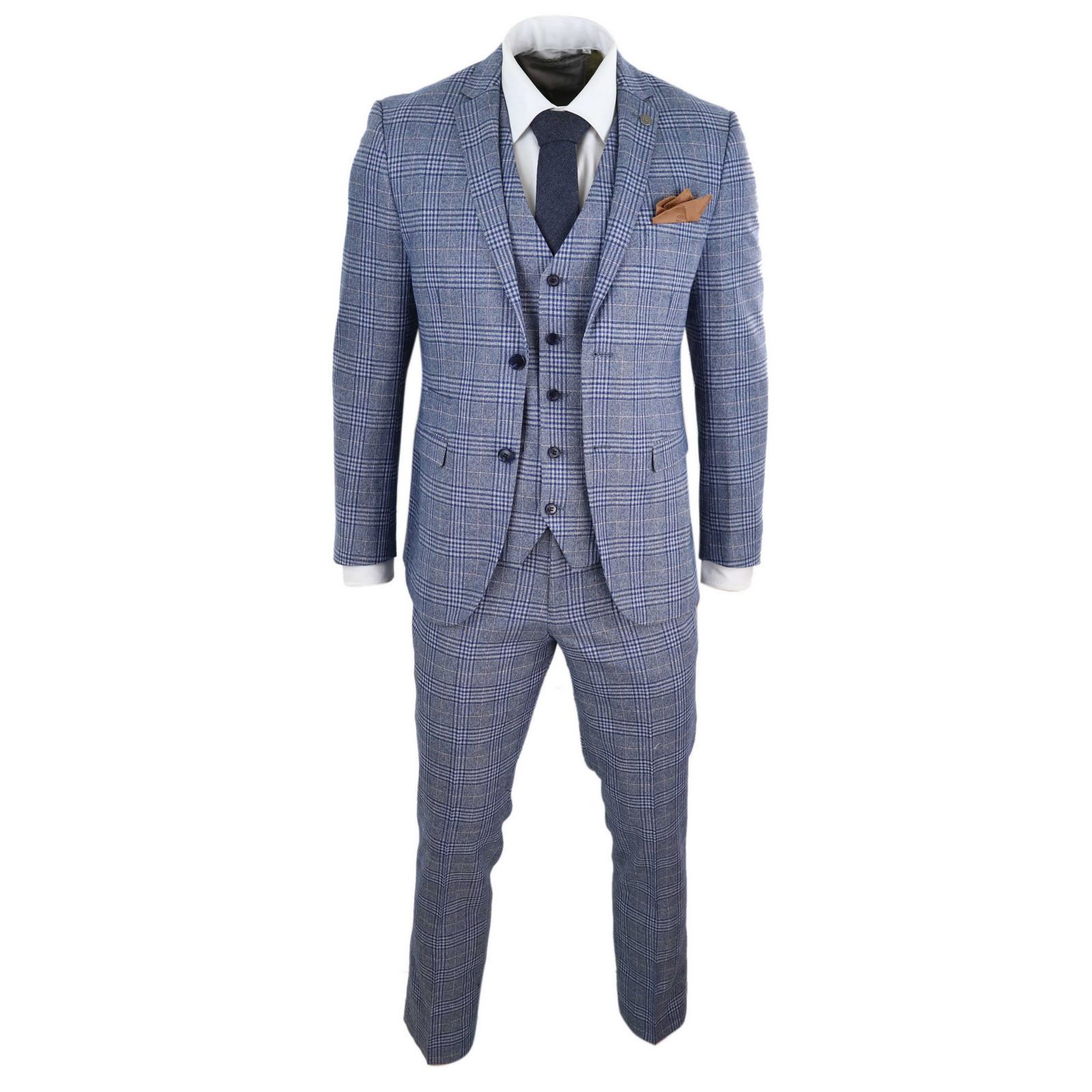 Terno masculino vintage azul-acinzentado de 3 peças - Paul Andrew Victor