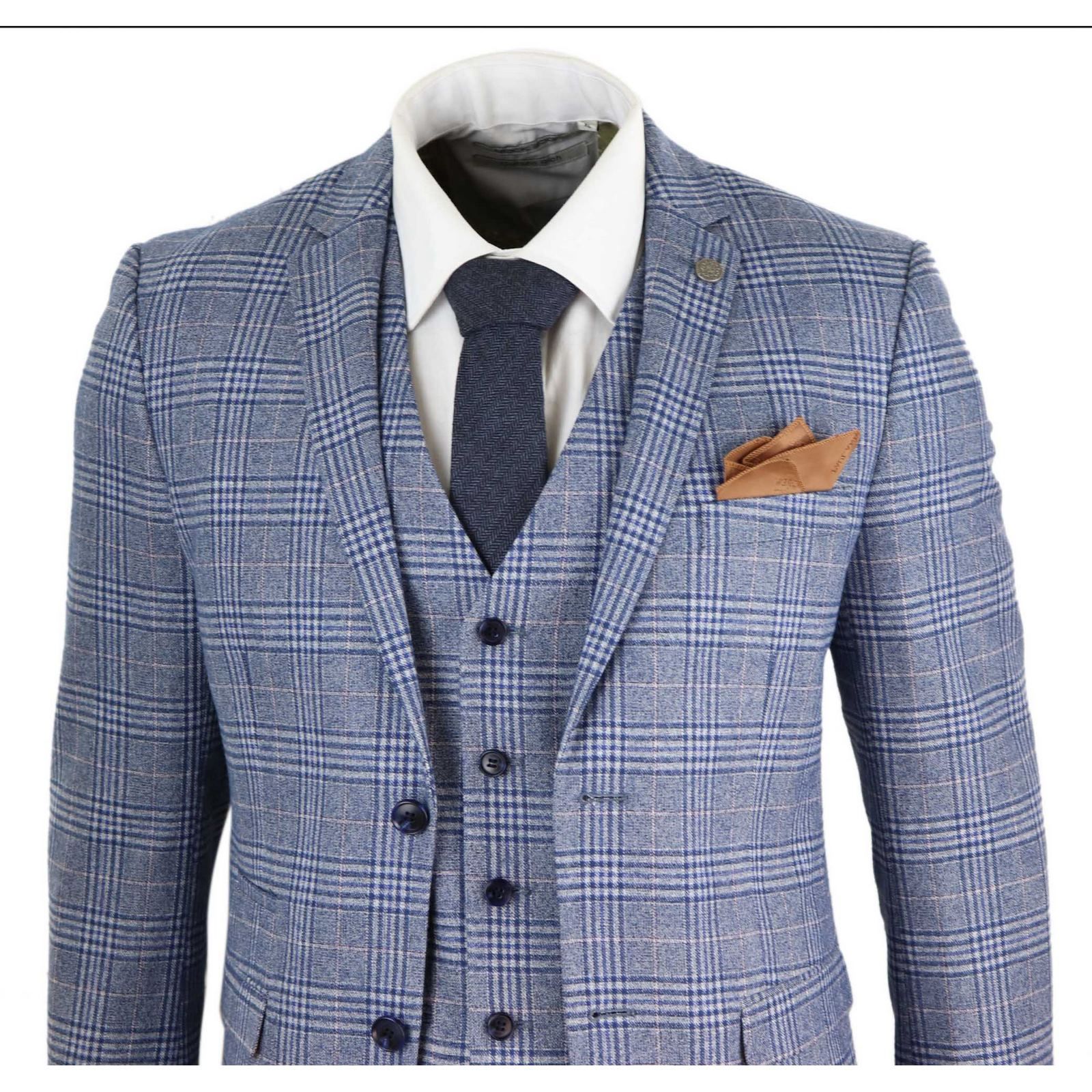 Terno masculino vintage azul-acinzentado de 3 peças - Paul Andrew Victor