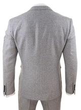 Terno masculino de tweed xadrez de 3 peças - Creme