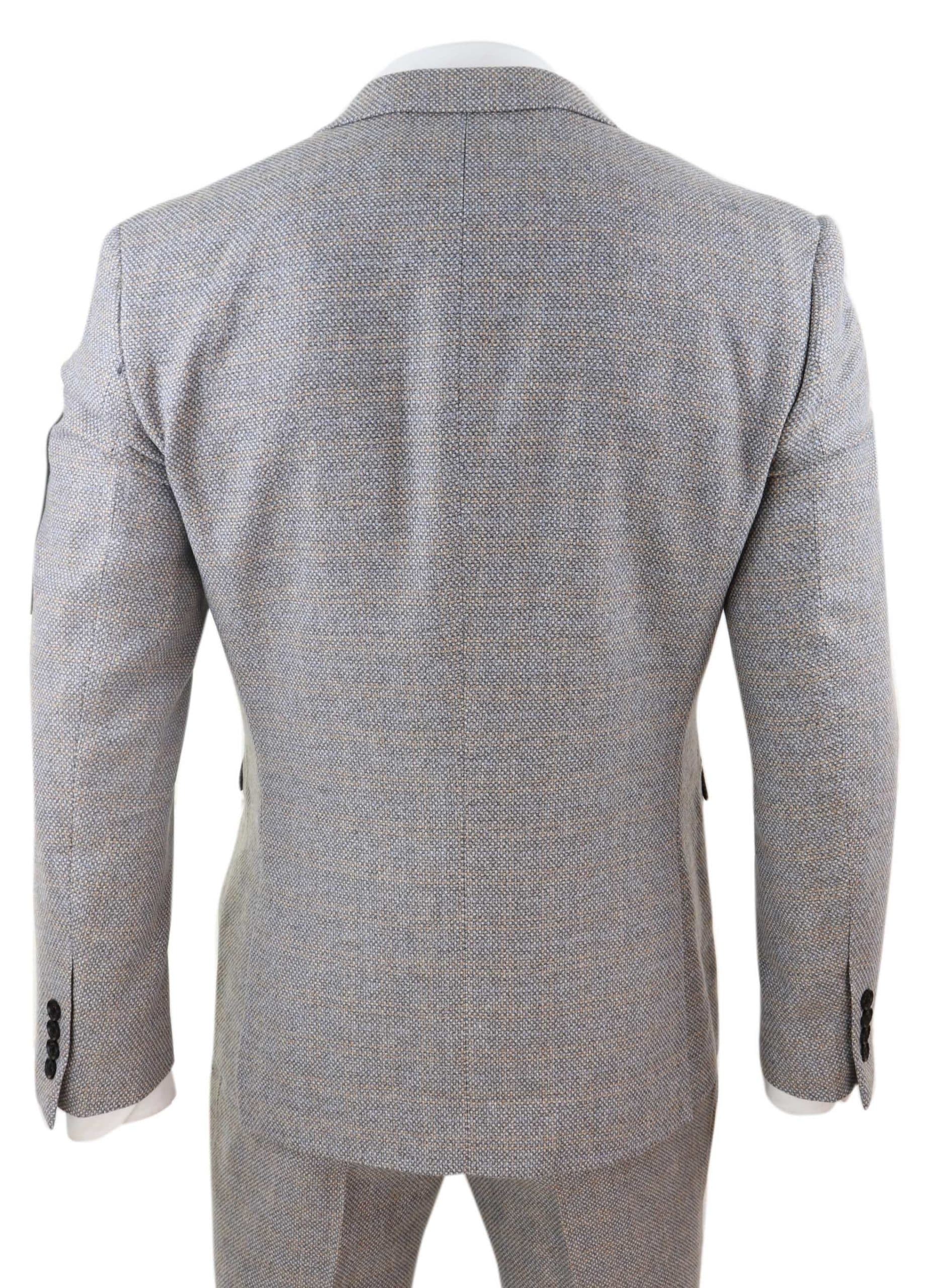 Terno masculino de tweed xadrez de 3 peças - Creme
