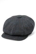 Chapéu masculino Razor Baker Boy de 8 painéis em lã tweed, estilo jornaleiro.