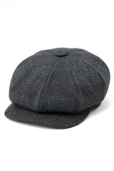 Chapéu masculino Razor Baker Boy de 8 painéis em lã tweed, estilo jornaleiro.