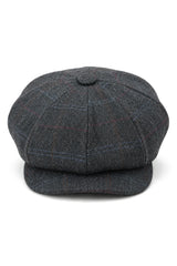 Chapéu masculino Razor Baker Boy de 8 painéis em lã tweed, estilo jornaleiro.