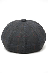 Chapéu masculino Razor Baker Boy de 8 painéis em lã tweed, estilo jornaleiro.