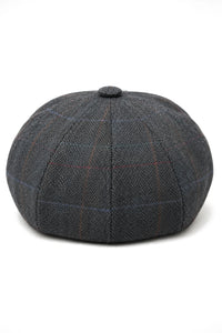 Chapéu masculino Razor Baker Boy de 8 painéis em lã tweed, estilo jornaleiro.