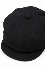 Chapéu masculino Razor Summer Baker Boy preto de 8 painéis, em algodão, modelo Newsboy Flat Cap Shelby.