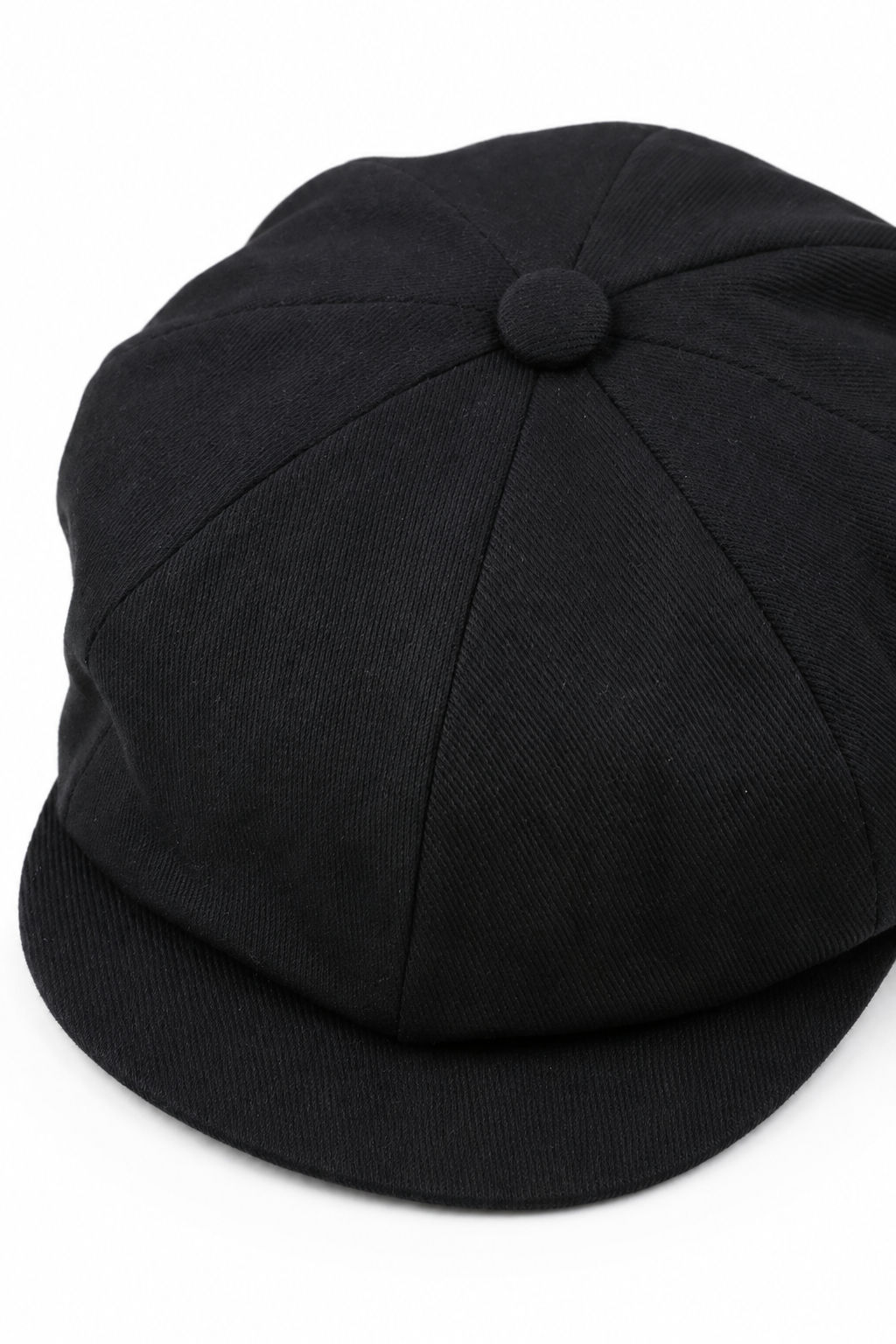 Chapéu masculino Razor Summer Baker Boy preto de 8 painéis, em algodão, modelo Newsboy Flat Cap Shelby.
