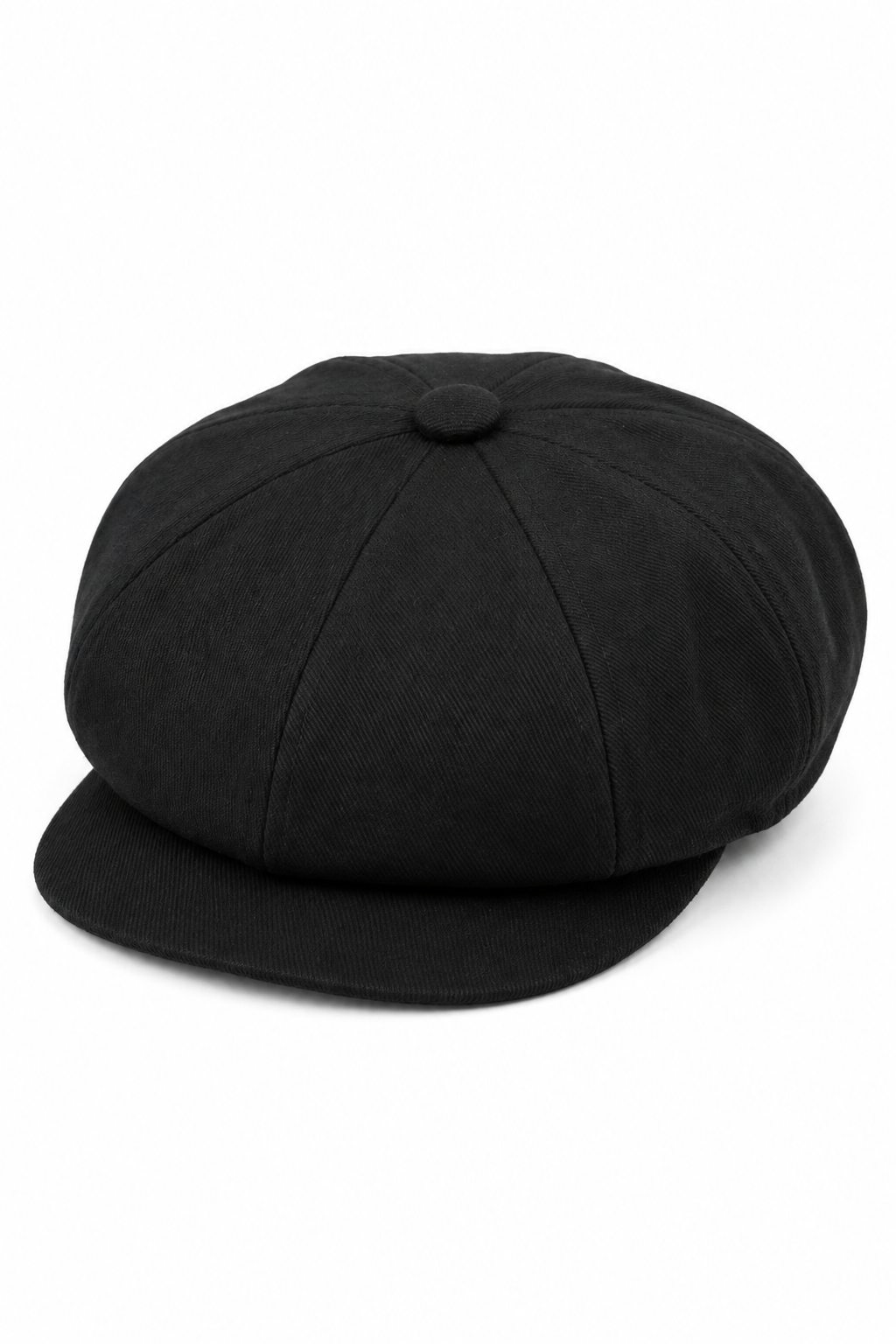 Chapéu masculino Razor Summer Baker Boy preto de 8 painéis, em algodão, modelo Newsboy Flat Cap Shelby.