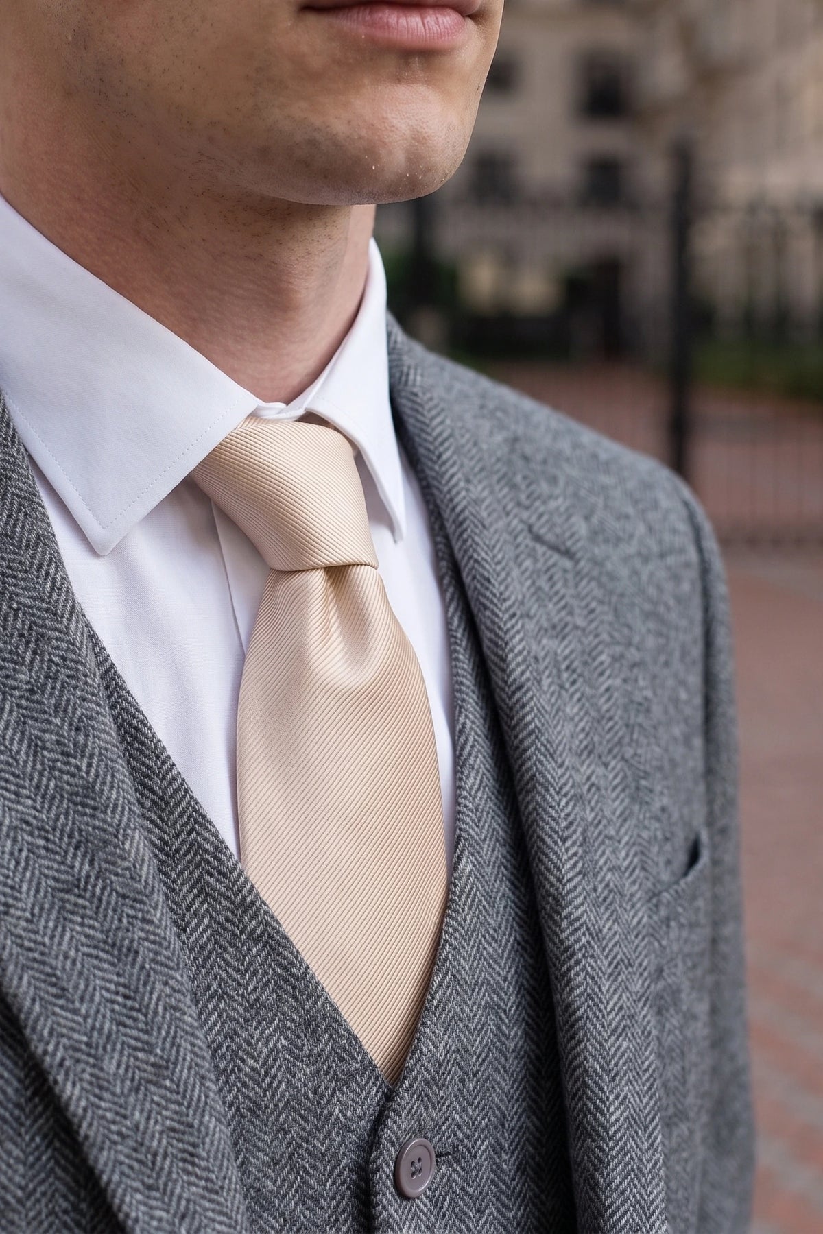 Gravata masculina bege estampada