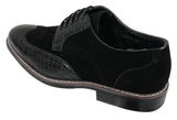Sapatos Brogue Gatsby Vintage Masculinos em Camurça Preta e Marrom com Detalhe de Pele de Cobra