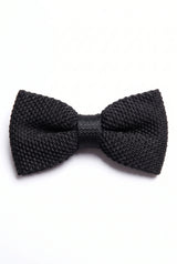 Gravata borboleta preta de tricô masculina
