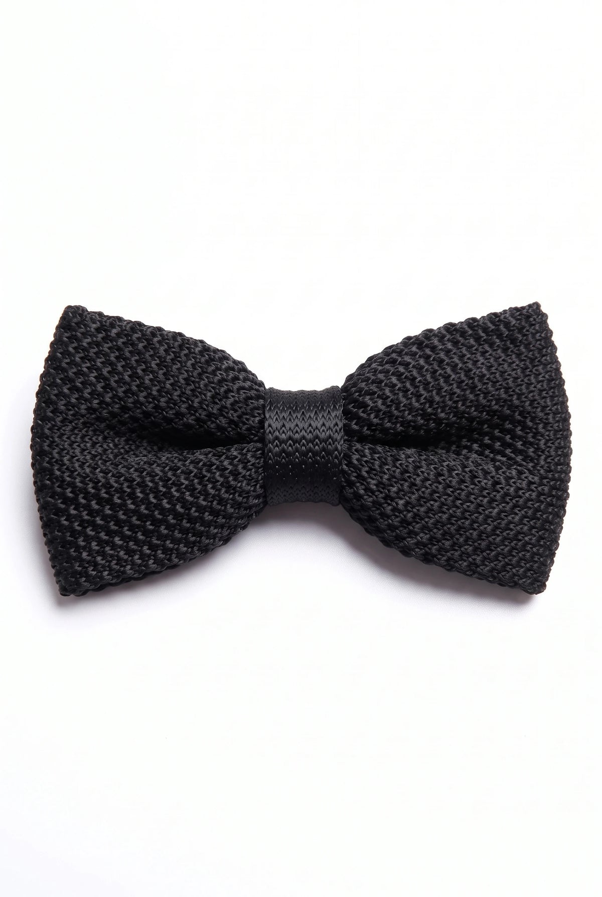 Gravata borboleta preta de tricô masculina