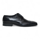 Sapatos Brogue Clássicos Masculinos de Couro Preto com Cadarço