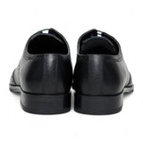 Sapatos Brogue Clássicos Masculinos de Couro Preto com Cadarço
