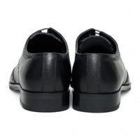 Sapatos Brogue Clássicos Masculinos de Couro Preto com Cadarço