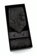 Conjunto de presente com gravata preta paisley para homem