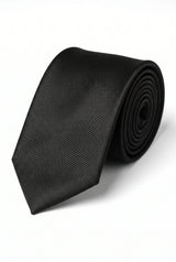 Gravata masculina preta lisa e fina