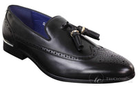 Sapatos Brogue Masculinos Pretos com Borlas