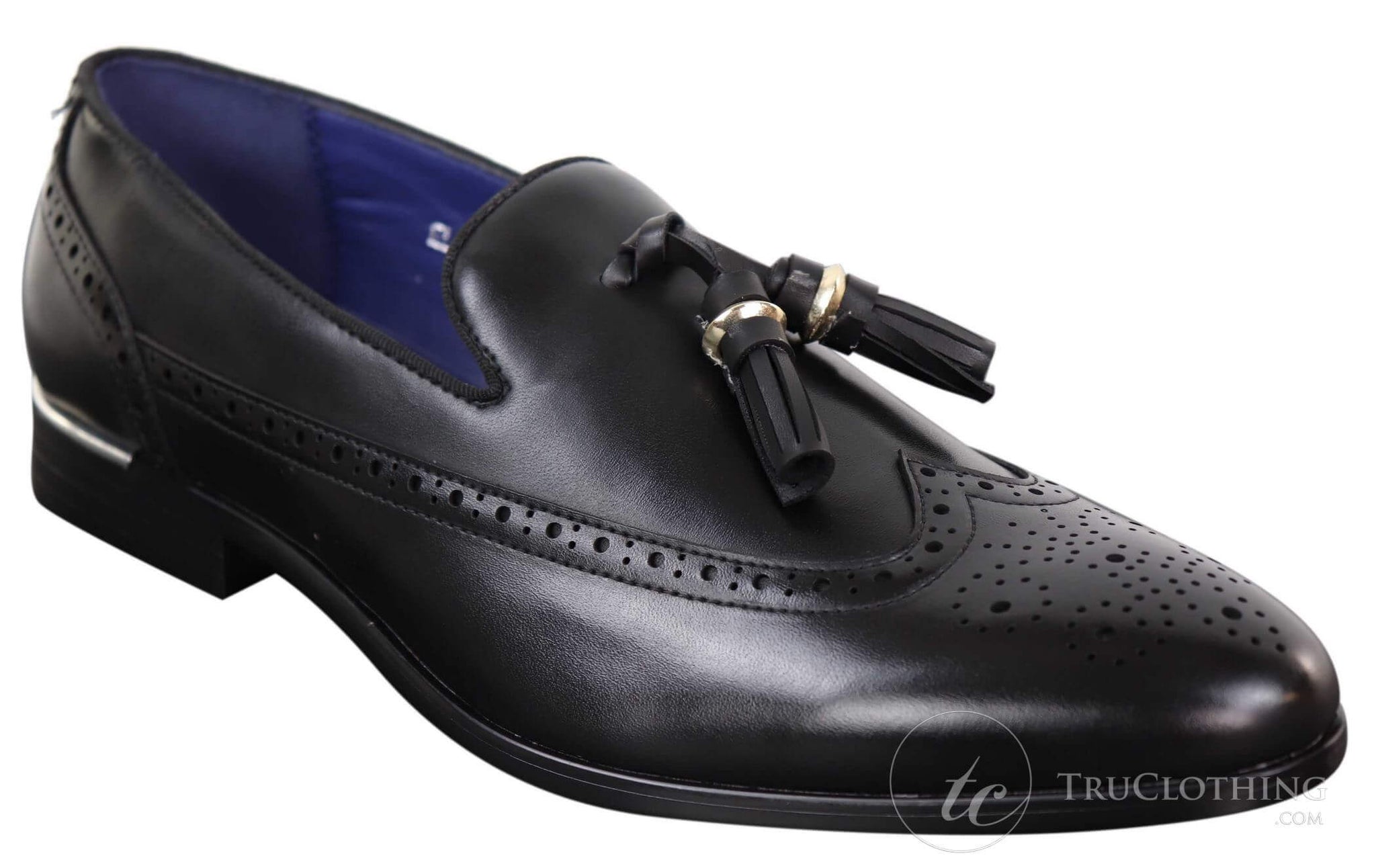 Sapatos Brogue Masculinos Pretos com Borlas