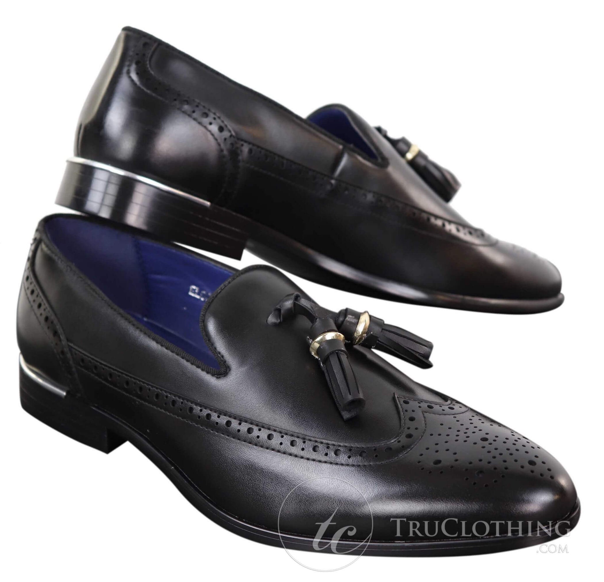 Sapatos Brogue Masculinos Pretos com Borlas