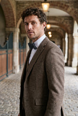 Gravata borboleta masculina preta de tweed