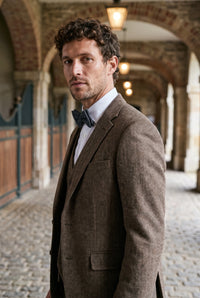 Gravata borboleta masculina preta de tweed