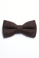 Gravata borboleta masculina preta em tweed e mistura de lã.