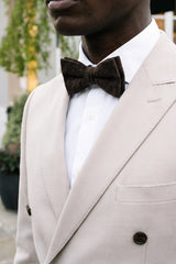 Gravata borboleta masculina preta em tweed e mistura de lã.