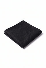 Lenço de bolso masculino em tweed preto com mistura de lã.