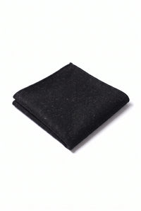 Lenço de bolso masculino em tweed preto com mistura de lã.
