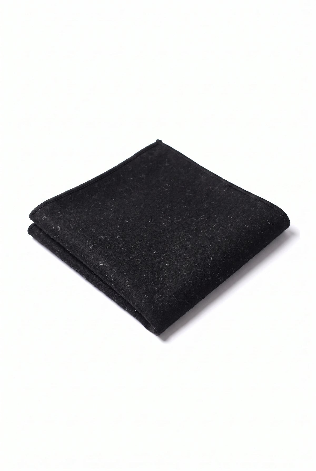 Lenço de bolso masculino em tweed preto com mistura de lã.