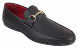 Mocassins masculinos em couro PU trançado preto