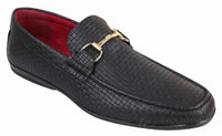Mocassins masculinos em couro PU trançado preto