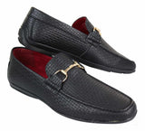 Mocassins masculinos em couro PU trançado preto