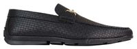 Mocassins masculinos em couro PU trançado preto