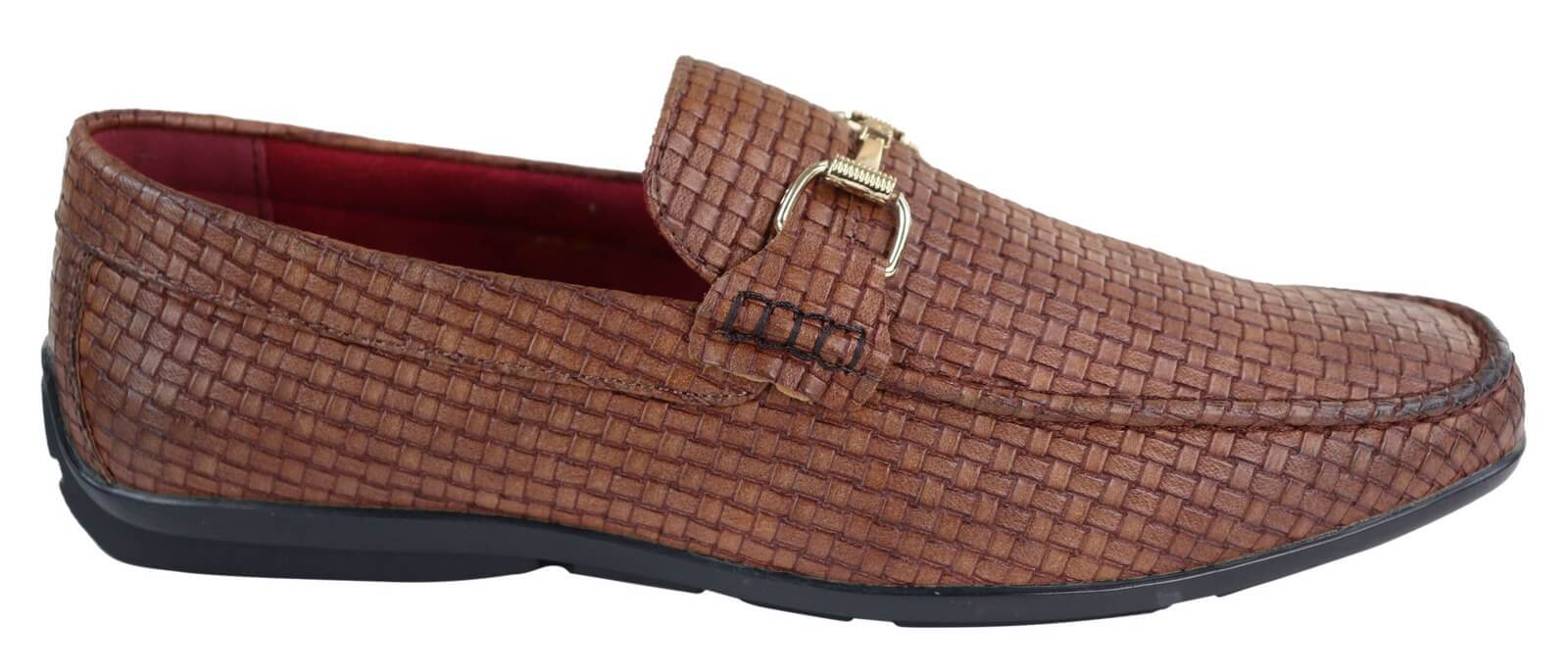 Mocassins masculinos em couro PU trançado preto