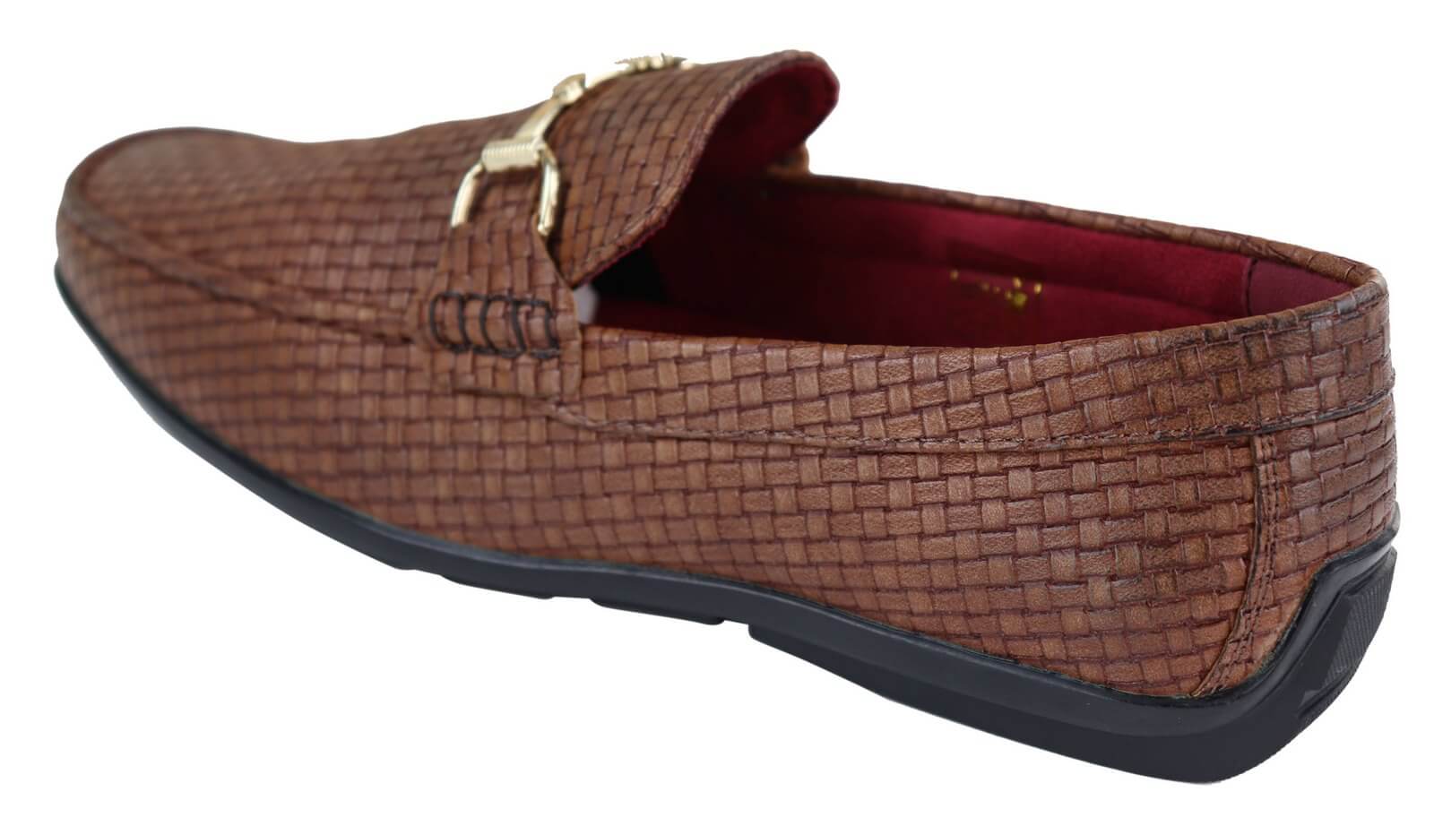 Mocassins masculinos em couro PU trançado preto