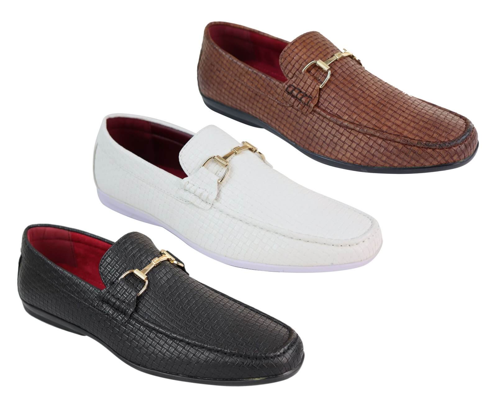 Mocassins masculinos em couro PU trançado preto