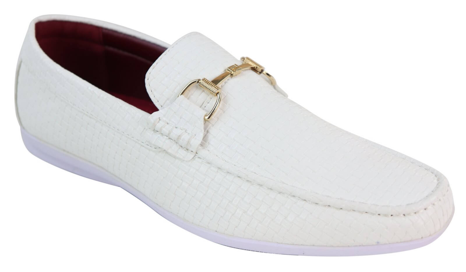 Mocassins masculinos em couro PU trançado preto