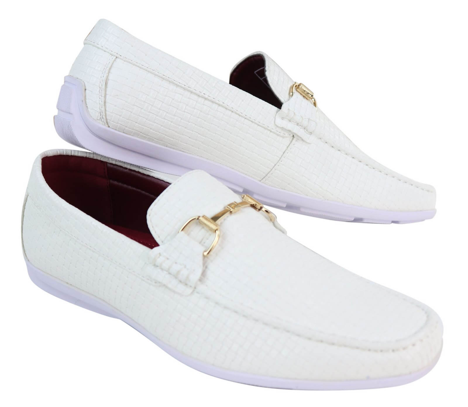 Mocassins masculinos em couro PU trançado preto