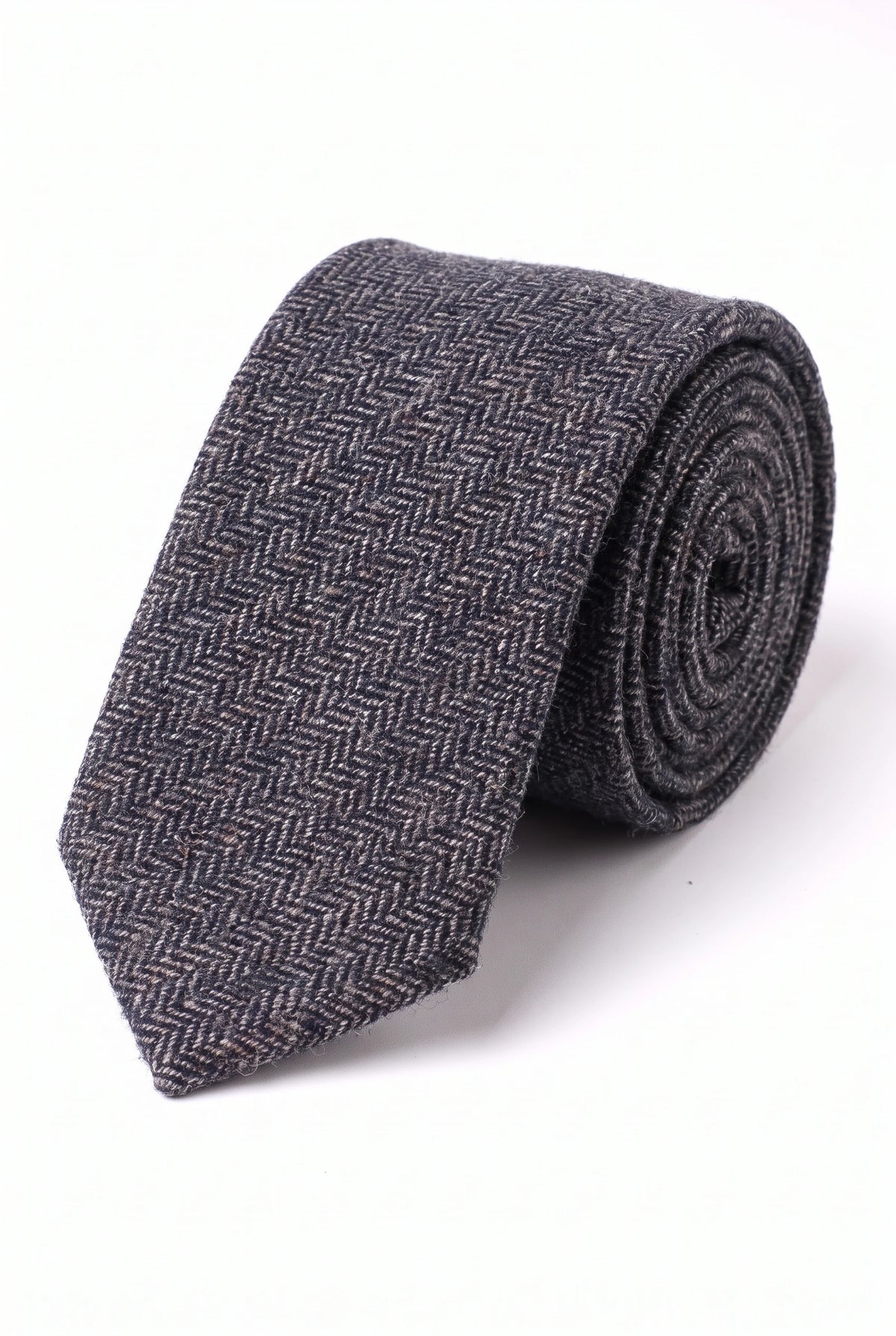 Gravata masculina preta em tweed de lã mista