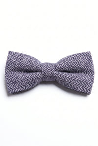 Gravata borboleta masculina azul em tweed espinha de peixe