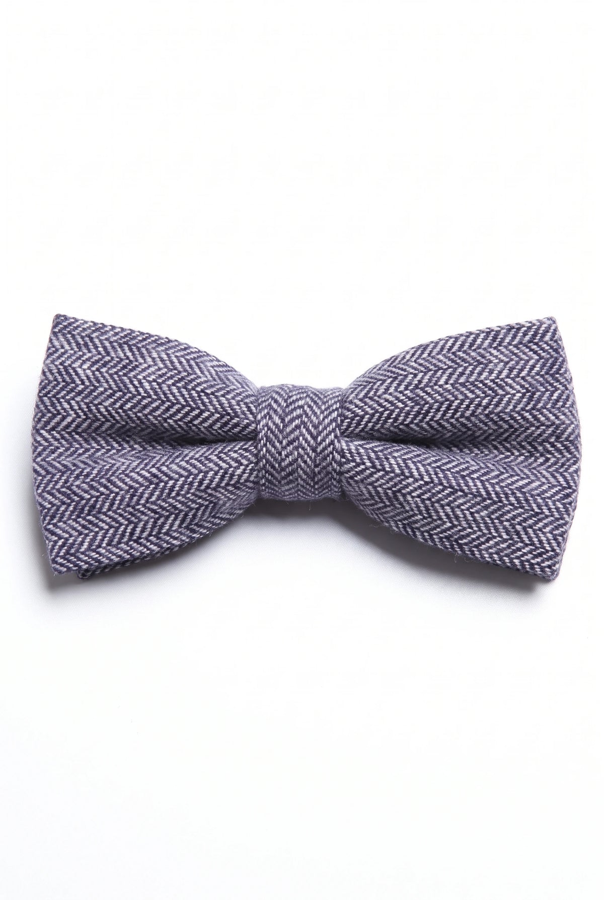 Gravata borboleta masculina azul em tweed espinha de peixe