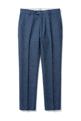 Dion - Calças masculinas em tweed azul com padrão espinha de peixe