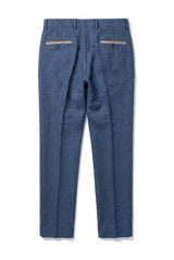 Dion - Calças masculinas em tweed azul com padrão espinha de peixe