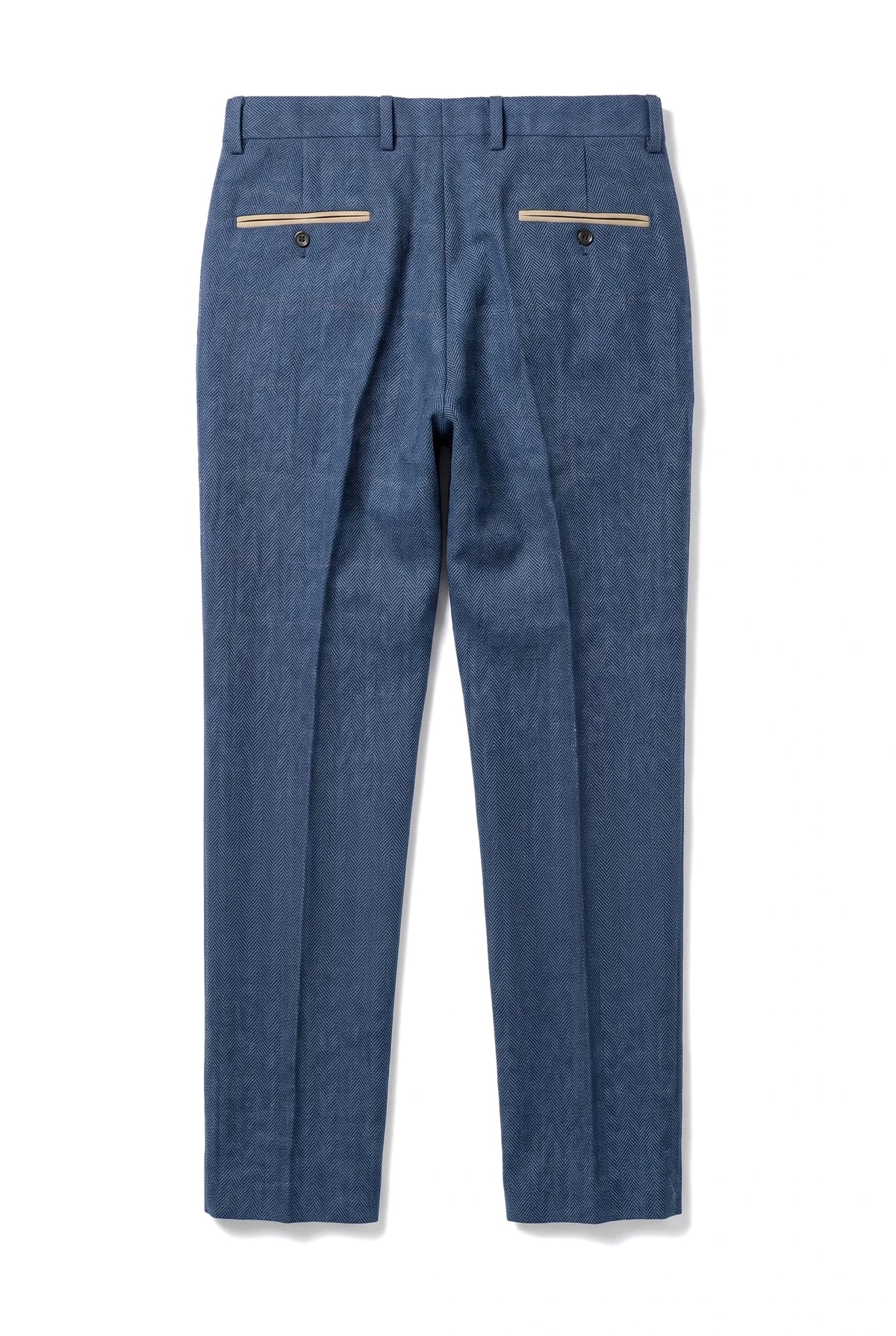 Dion - Calças masculinas em tweed azul com padrão espinha de peixe