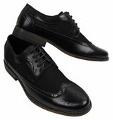 Sapatos Brogue Masculinos de Couro, Designer Italiano, Elegantes e Casuais, nas cores Marrom, Preto e Azul Marinho, Estilo Retrô