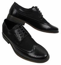 Sapatos Brogue Masculinos de Couro, Designer Italiano, Elegantes e Casuais, nas cores Marrom, Preto e Azul Marinho, Estilo Retrô